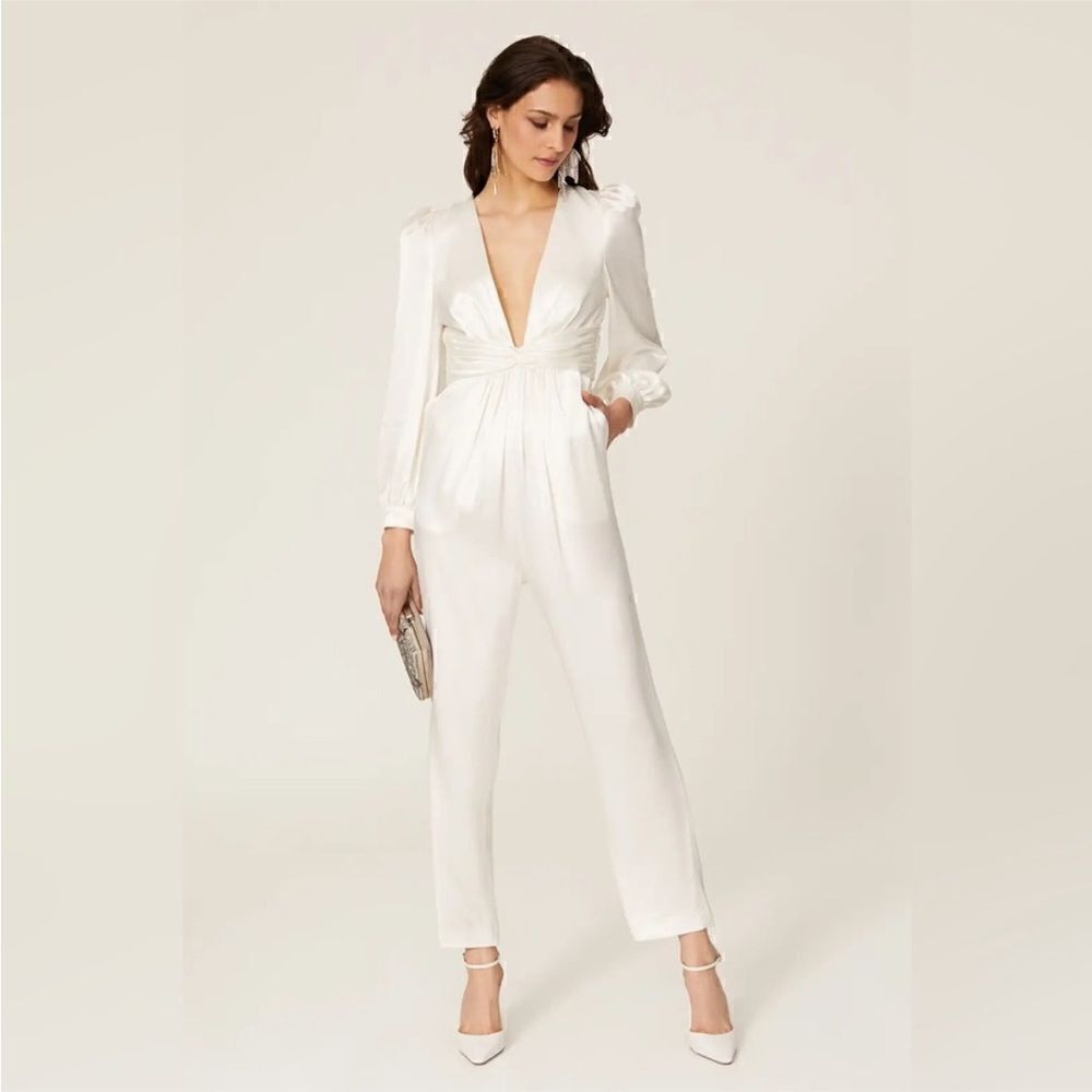 Mac Duggal 2647 White Jumpsuit NWT $398